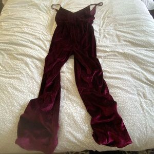 Love J Maroon Velvet Jumpsuit